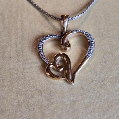 Gold over Sterling Double Heart Pendant Necklace