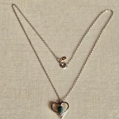 Gold over Sterling Heart with Jade Necklace