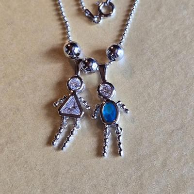 Sterling Silver Boy & Girl Pendant Necklace