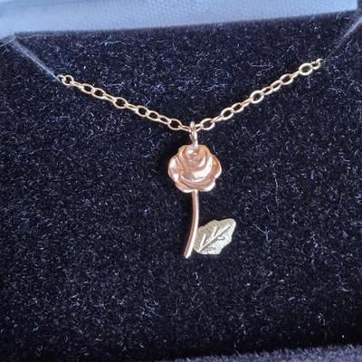 Gold Filled Chain & Rose Pendant