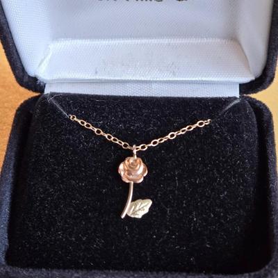 Gold Filled Chain & Rose Pendant