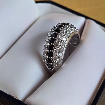 Sterling Silver Sapphire & Cubic Zirconia Ring