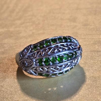 Sterling Silver and Emerald Ring