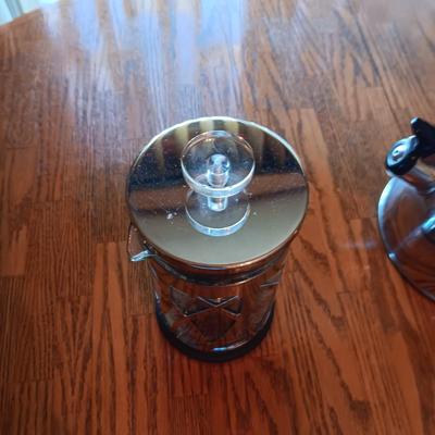 TEAPOT FROM ENGLAND, TEA KETTLE AND A STARBUCKS BODUM FRENCH PRESS