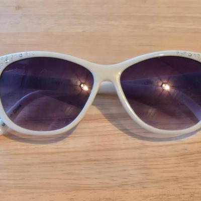 White and Rhinestone Sunglasses