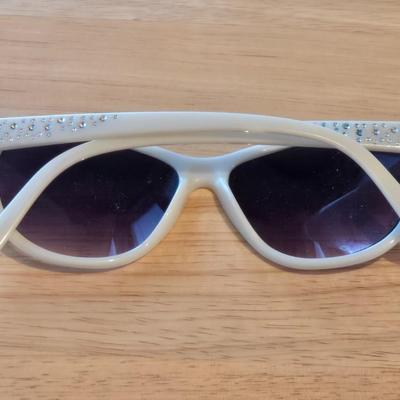 White and Rhinestone Sunglasses