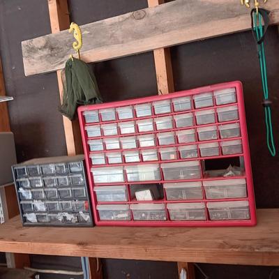MULTI DRAWER ORGANIZERS FILLED WITH VARIOUS HARDWARE