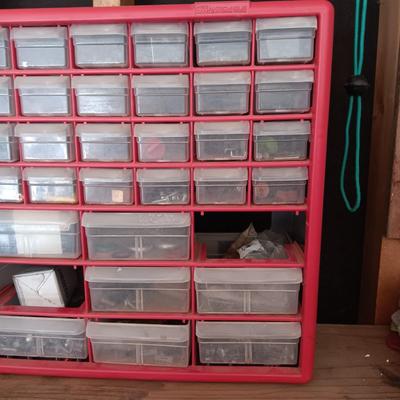 MULTI DRAWER ORGANIZERS FILLED WITH VARIOUS HARDWARE