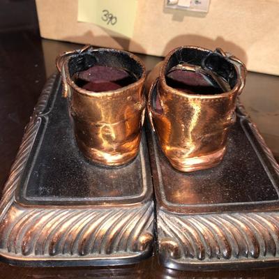 Lot of Jewelry and Trinket Boxes, Incense Burner, and Bronze Ballet Shoe Book Ends