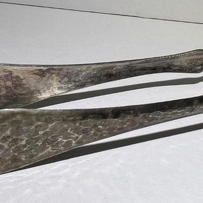 Lot of 3 Vintage/Antique Silver-Plated Serving Spoon, Tongs, & Souvenir Spoon in Good Condition.
