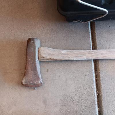 HIBACHI, CANS OF PROPANE, BEVERAGE COOLER AND AN AXE