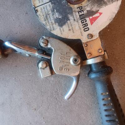 LITTLE JOE OIL RIG MEASURING TOOL, GREASE GUN AND AIR HOSE