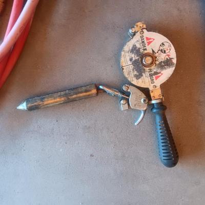 LITTLE JOE OIL RIG MEASURING TOOL, GREASE GUN AND AIR HOSE