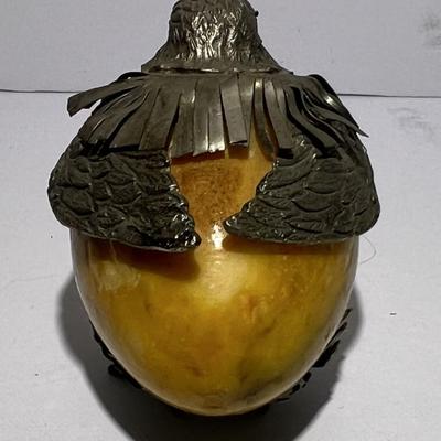 Vintage Agate Egg Shaped Bird Figure Decor 3" Long in Good Preowned Condition.