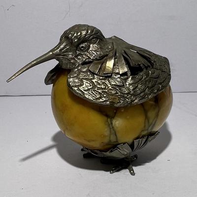 Vintage Agate Egg Shaped Bird Figure Decor 3" Long in Good Preowned Condition.