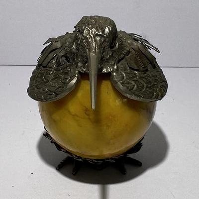 Vintage Agate Egg Shaped Bird Figure Decor 3" Long in Good Preowned Condition.