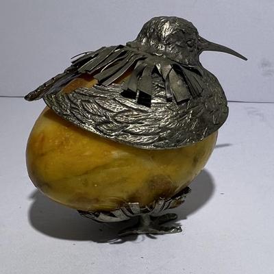 Vintage Agate Egg Shaped Bird Figure Decor 3" Long in Good Preowned Condition.