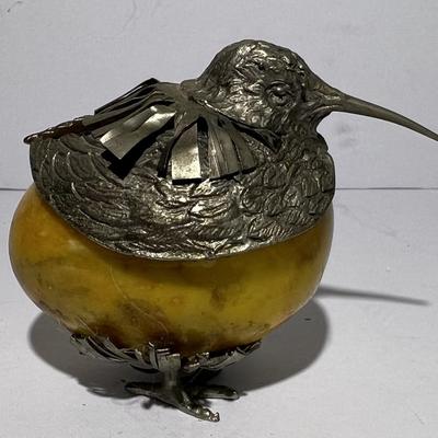 Vintage Agate Egg Shaped Bird Figure Decor 3" Long in Good Preowned Condition.