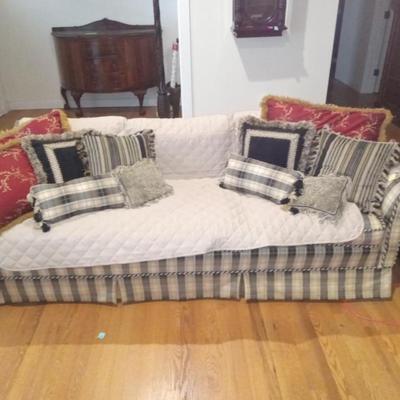 Living Room Sofa, Cushions, and Cover (Great Condition!)