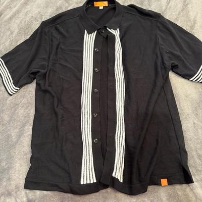 clothes men top shirt polo 100% rayon Edition real size XL black and white 