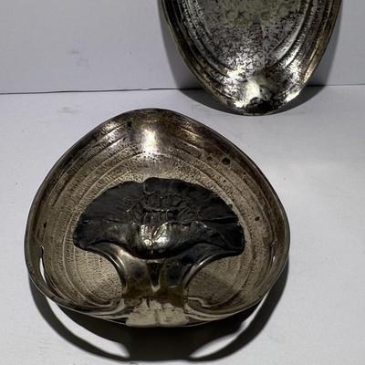 2-Antique Sterling Silver Monogrammed "K" Home Decor or Ashtrays 4.75 Ounces TW in Good Condition.