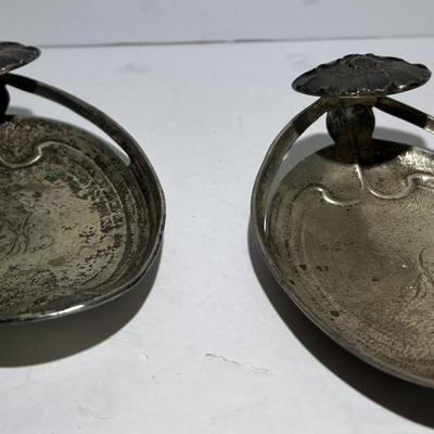 2-Antique Sterling Silver Monogrammed "K" Home Decor or Ashtrays 4.75 Ounces TW in Good Condition.