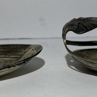 2-Antique Sterling Silver Monogrammed "K" Home Decor or Ashtrays 4.75 Ounces TW in Good Condition.