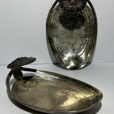 2-Antique Sterling Silver Monogrammed "K" Home Decor or Ashtrays 4.75 Ounces TW in Good Condition.