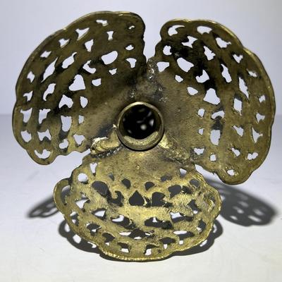 Antique Scarce Monumental Pillar Solid Brass Candle Holder 14-1/8" Tall in VG Preowned Condition.