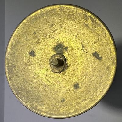 Antique Scarce Monumental Pillar Solid Brass Candle Holder 14-1/8" Tall in VG Preowned Condition.