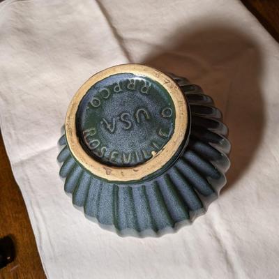 Vintage Robinson Ransbottom Roseville Pottery Blue Green Planter Urn Pot