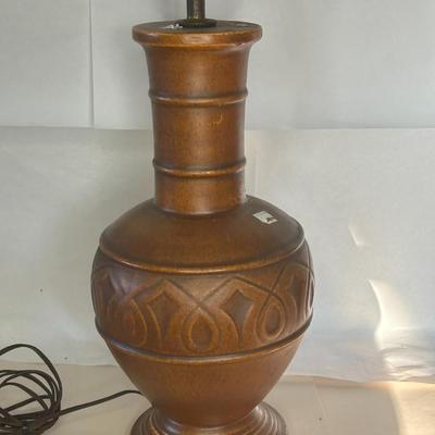 Antique c. 1948 Ceramic Brown Urn Table Lamp