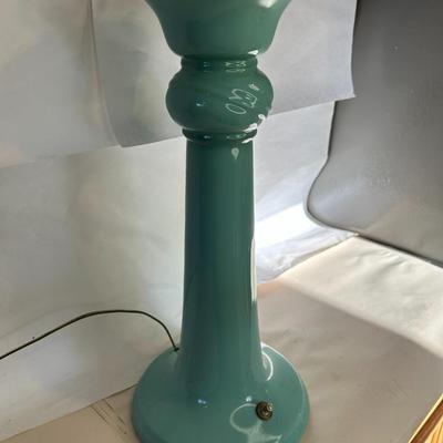 Antique Early 20th Century Turquoise Porcelain Neoclassical Form Lamp