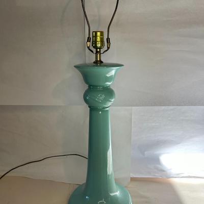 Antique Early 20th Century Turquoise Porcelain Neoclassical Form Lamp