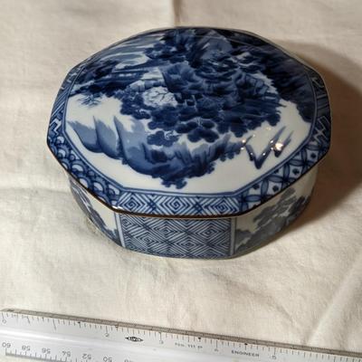 Rare Tiffany & Co. Blue Asian Inspired Candy Dish with Cover