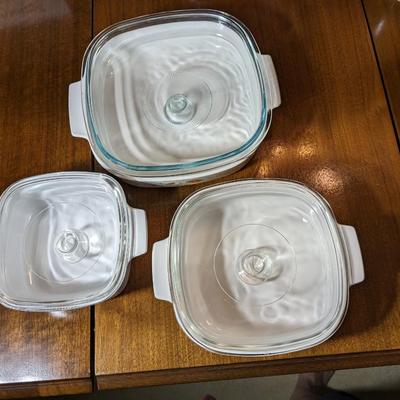 Set of 3 Corningware and Glass Lids