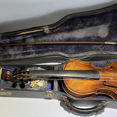 Antique Nicolaus Amatus 24" Long c1900 Violin w/Case in Fair Preowned Condition Needs Reconditioning.