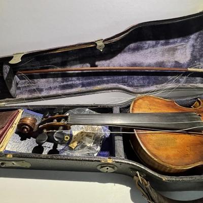 Antique Nicolaus Amatus 24" Long c1900 Violin w/Case in Fair Preowned Condition Needs Reconditioning.