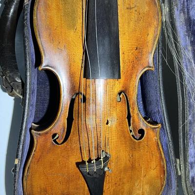 Antique Nicolaus Amatus 24" Long c1900 Violin w/Case in Fair Preowned Condition Needs Reconditioning.