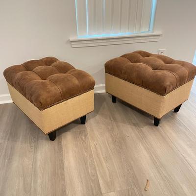 Two Suede Ottomans (LR-SS)