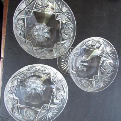Set of 6 Matching Vintage Cut Glass Champagne Glasses