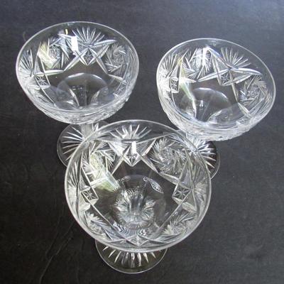Set of 6 Matching Vintage Cut Glass Champagne Glasses
