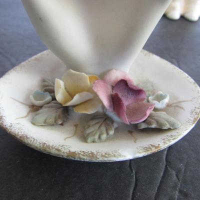 Older Bisque Hand Ring Holder and Rabbits Figurines