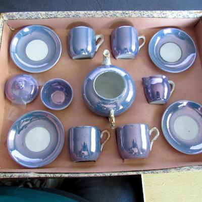 Antique 1920s German Child's Lusterware Tea Set in Original Box