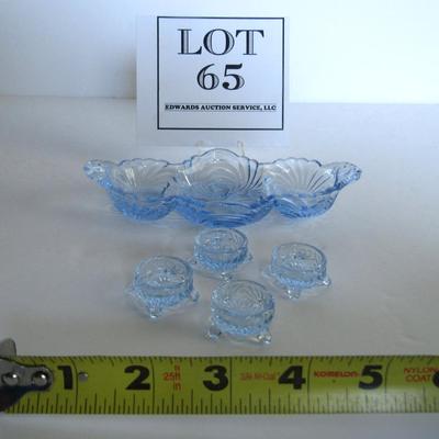 Child's Size Mosser Glass Lindsey Salt Dip and Tray Set, Moonlight Blue