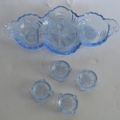 Child's Size Mosser Glass Lindsey Salt Dip and Tray Set, Moonlight Blue