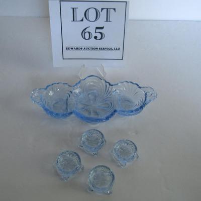 Child's Size Mosser Glass Lindsey Salt Dip and Tray Set, Moonlight Blue