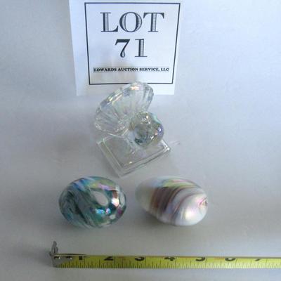 Older Gibson Glass Co Art Glass Hand Made Eggs and Mosser Glass Turkey