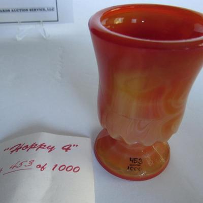 Older Boyd Glass Hoppy Toothpick Holder, Limited 453/1000, Orange Slag