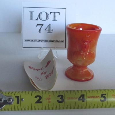 Older Boyd Glass Hoppy Toothpick Holder, Limited 453/1000, Orange Slag